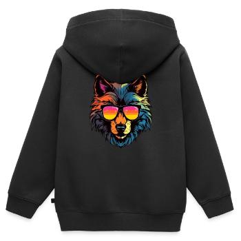 Wolf Kopf Porträt Cool - Kinder Premium Organic Zip Hoodie - Schwarz - Hinten - AI Model Kid Male (0cm)