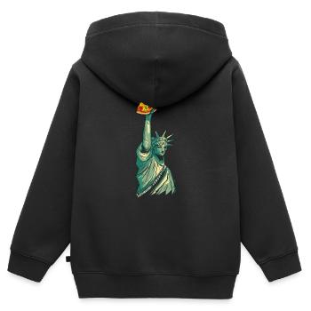 Freiheitsstatue Mit Pizza-Fackel Kunstwerk New - Kinder Premium Organic Zip Hoodie - Schwarz - Hinten - AI Model Kid Male (0cm)