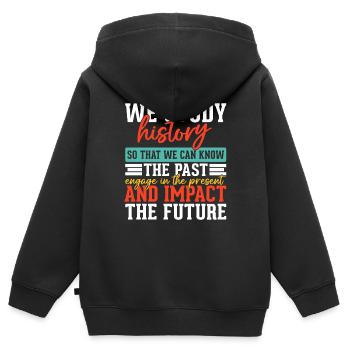 Wir studieren Geschichte Sozialkunde Lustige Geschichte - Kinder Premium Organic Zip Hoodie - Schwarz - Hinten - AI Model Kid Male (0cm)