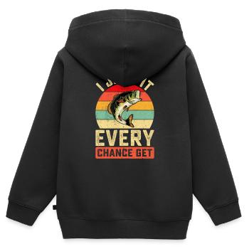Lustiges Angeln für Männer Fischer Papa Vatertag - Kinder Premium Organic Zip Hoodie - Schwarz - Hinten - AI Model Kid Male (0cm)