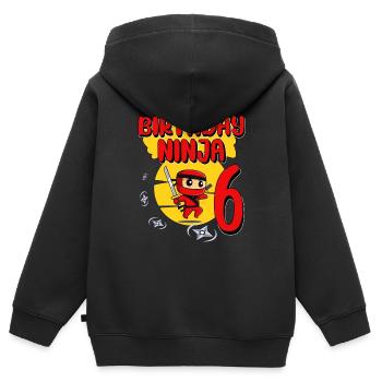 Birthday Ninja 6 Year Old Birthday Party Gift - Kinder Premium Organic Zip Hoodie - Schwarz - Hinten - AI Model Kid Male (0cm)