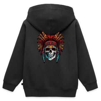 Apache Totenkopf Indianer - Kinder Premium Organic Zip Hoodie - Schwarz - Hinten - AI Model Kid Male (0cm)