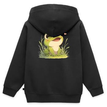Frog Frogs - Kids Premium Organic Zip-up Hoodie - black - Back - AI Model Kid Male (0cm)