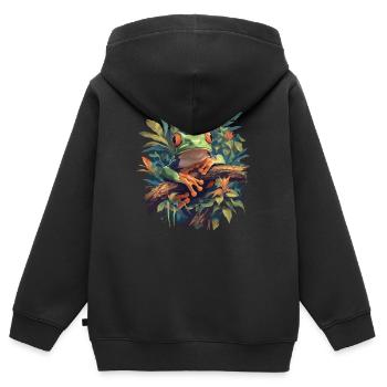 Frog Frogs - Kids Premium Organic Zip-up Hoodie - black - Back - AI Model Kid Male (0cm)