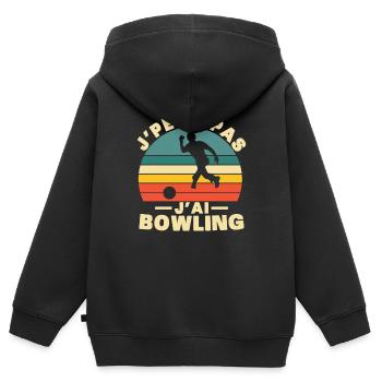 Ich kann nicht bowlen - Kinder Premium Organic Zip Hoodie - Schwarz - Hinten - AI Model Kid Male (0cm)