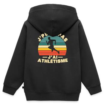 Je Peux Pas J'ai Athlétisme - Sweat Premium à capuche zippé enfant bio - noir - Dos - AI Model Kid Male (0cm)