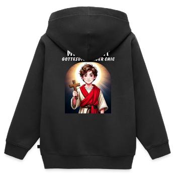 MINISTRANT GOTTESDIEST, ABER CHIC - Kinder Premium Organic Zip Hoodie - Schwarz - Hinten - AI Model Kid Male (0cm)
