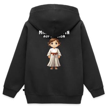 ENFANT DE CHŒUR EN MISSION - Sweat Premium à capuche zippé enfant bio - noir - Dos - AI Model Kid Male (0cm)
