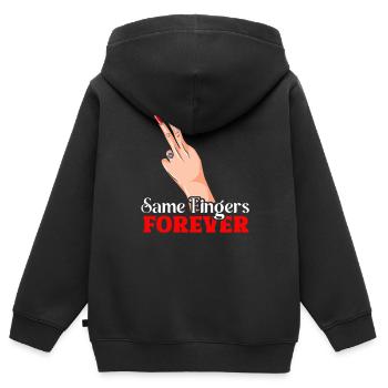 Same Fingers Forever - Humorvoller Liebesbeweis - Kinder Premium Organic Zip Hoodie - Schwarz - Hinten - AI Model Kid Male (0cm)