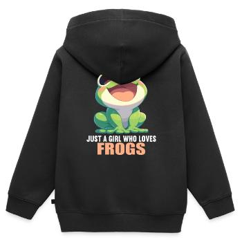 Frosch Frösche - Kinder Premium Organic Zip Hoodie - Schwarz - Hinten - AI Model Kid Male (0cm)