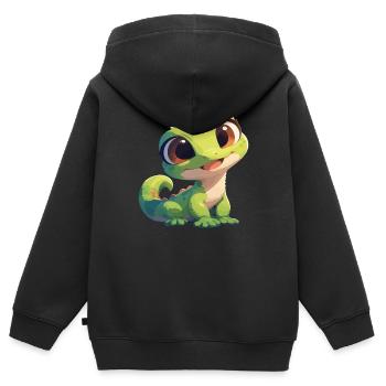 Geckos Gecko - Sweat Premium à capuche zippé enfant bio - noir - Dos - AI Model Kid Male (0cm)