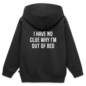 Ich habe keine Ahnung, warum ich aus dem Bett bin - Kinder Premium Organic Zip Hoodie - Schwarz - Hinten - AI Model Kid Male (0cm)