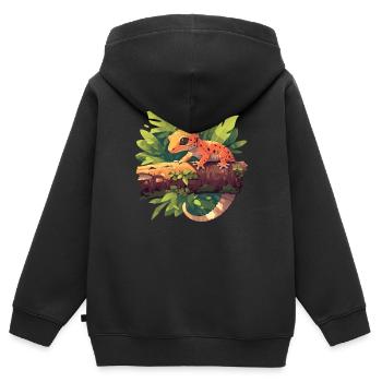 Geckos Geckos - Sweat Premium à capuche zippé enfant bio - noir - Dos - AI Model Kid Male (0cm)