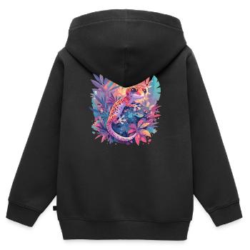 Geckos Geckos - Sweat Premium à capuche zippé enfant bio - noir - Dos - AI Model Kid Male (0cm)