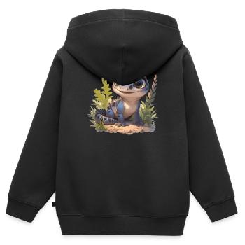 Geckos Geckos - Sweat Premium à capuche zippé enfant bio - noir - Dos - AI Model Kid Male (0cm)