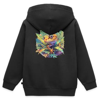 Geckos Geckos - Sweat Premium à capuche zippé enfant bio - noir - Dos - AI Model Kid Male (0cm)