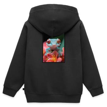 Geckos Geckos - Sweat Premium à capuche zippé enfant bio - noir - Dos - AI Model Kid Male (0cm)