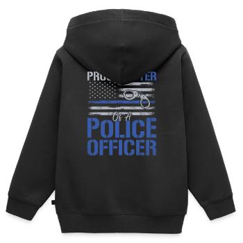 Fière soeur d’un officier de police Loi sur le drapeau des États-Unis - Sweat Premium à capuche zippé enfant bio - noir - Dos - AI Model Kid Male (0cm)