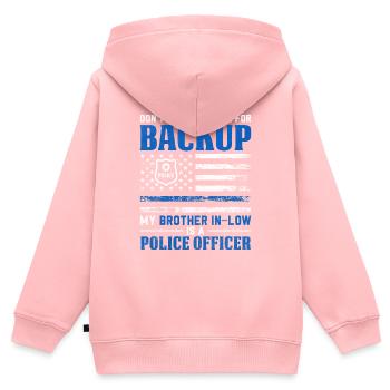 Beau-frère Drôle Policier USA Drapeau Loi - Sweat Premium à capuche zippé enfant bio - rose - Dos - AI Model Kid Female (0cm)