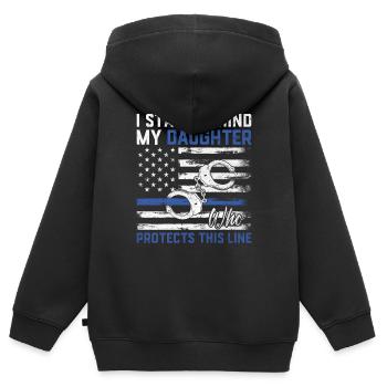 Polizist Tochter USA Flagge Strafverfolgung - Kinder Premium Organic Zip Hoodie - Schwarz - Hinten - AI Model Kid Male (0cm)