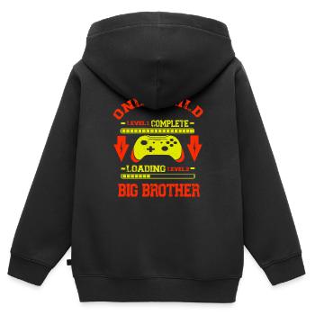 Only Child Level Complete - Laoding Level Big - Kinder Premium Organic Zip Hoodie - Schwarz - Hinten - AI Model Kid Male (0cm)