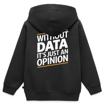 Ohne Daten ist es nur eine Meinung - Kinder Premium Organic Zip Hoodie - Schwarz - Hinten - AI Model Kid Male (0cm)