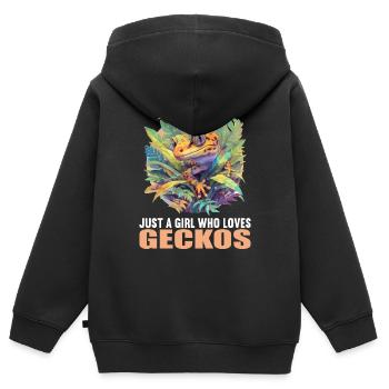 Geckos Geckos - Sweat Premium à capuche zippé enfant bio - noir - Dos - AI Model Kid Male (0cm)