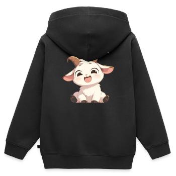 Ziegen Ziege - Kinder Premium Organic Zip Hoodie - Schwarz - Hinten - AI Model Kid Male (0cm)