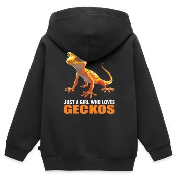 Geckos Geckos - Sweat Premium à capuche zippé enfant bio - noir - Dos - AI Model Kid Male (0cm)