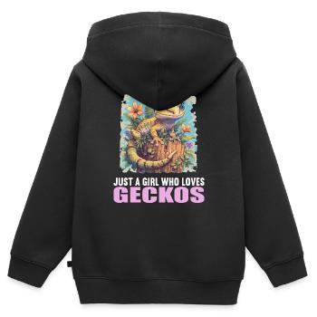 Geckos Geckos - Sweat Premium à capuche zippé enfant bio - noir - Dos - AI Model Kid Male (0cm)