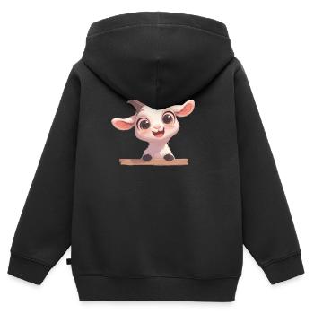 Ziegen Ziege - Kinder Premium Organic Zip Hoodie - Schwarz - Hinten - AI Model Kid Male (0cm)
