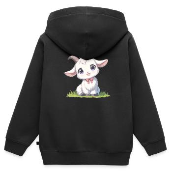 Ziegen Ziege - Kinder Premium Organic Zip Hoodie - Schwarz - Hinten - AI Model Kid Male (0cm)