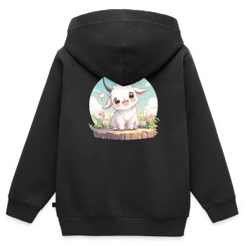 Ziegen Ziege - Kinder Premium Organic Zip Hoodie - Schwarz - Hinten - AI Model Kid Male (0cm)