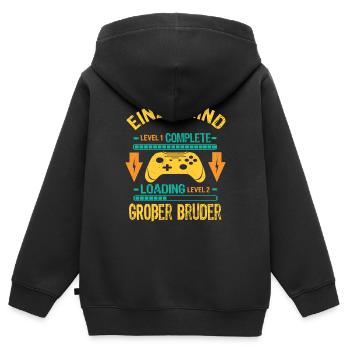 Only Child Complete - Loading Big Brother 2026 - Kids Premium Organic Zip-up Hoodie - black - Back - AI Model Kid Male (0cm)