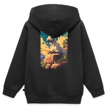Ziegen Ziege - Kinder Premium Organic Zip Hoodie - Schwarz - Hinten - AI Model Kid Male (0cm)