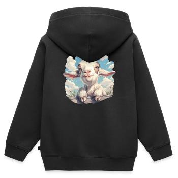 Ziegen Ziege - Kinder Premium Organic Zip Hoodie - Schwarz - Hinten - AI Model Kid Male (0cm)