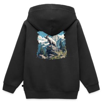 Ziegen Ziege - Kinder Premium Organic Zip Hoodie - Schwarz - Hinten - AI Model Kid Male (0cm)