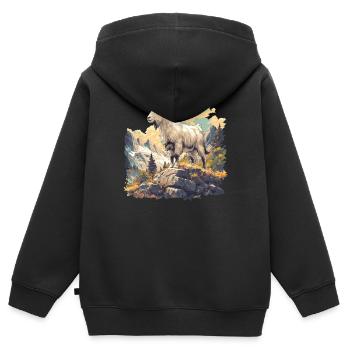Ziegen Ziege - Kinder Premium Organic Zip Hoodie - Schwarz - Hinten - AI Model Kid Male (0cm)