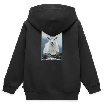 Chèvres chèvre - Sweat Premium à capuche zippé enfant bio - noir - Dos - AI Model Kid Male (0cm)