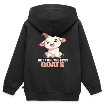 Chèvres chèvre - Sweat Premium à capuche zippé enfant bio - noir - Dos - AI Model Kid Male (0cm)