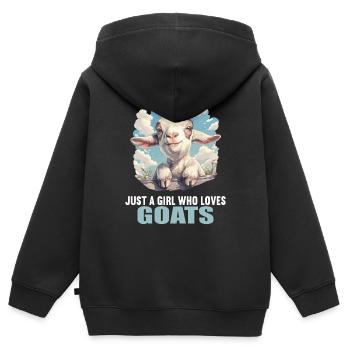 Chèvres chèvre - Sweat Premium à capuche zippé enfant bio - noir - Dos - AI Model Kid Male (0cm)