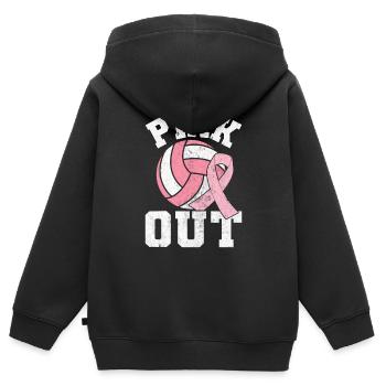 Pink Out Cancer du sein Volley-ball Ruban rose - Sweat Premium à capuche zippé enfant bio - noir - Dos - AI Model Kid Male (0cm)