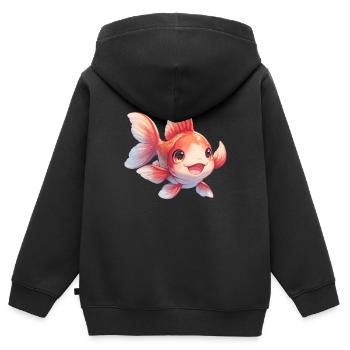 Goldfische Goldfisch - Kinder Premium Organic Zip Hoodie - Schwarz - Hinten - AI Model Kid Male (0cm)