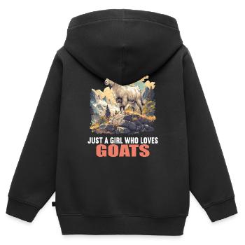 Chèvres chèvre - Sweat Premium à capuche zippé enfant bio - noir - Dos - AI Model Kid Male (0cm)