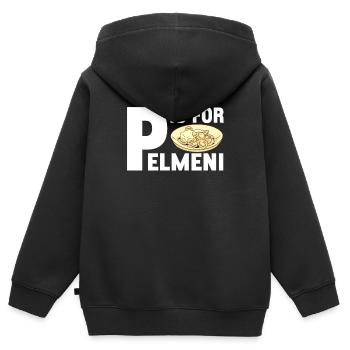 Pelmeni Russian Cuisine - Kids Premium Organic Zip-up Hoodie - black - Back - AI Model Kid Male (0cm)