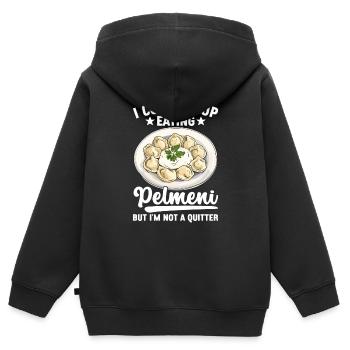 Pelmeni Russian Cuisine - Kids Premium Organic Zip-up Hoodie - black - Back - AI Model Kid Male (0cm)