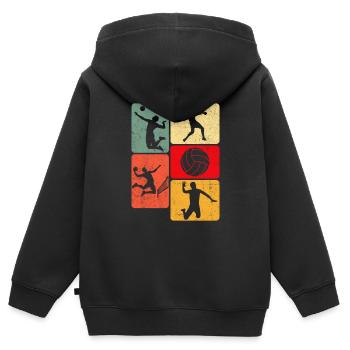 Retro Volleyball Smash Bump Set Spike Volleyball - Kinder Premium Organic Zip Hoodie - Schwarz - Hinten - AI Model Kid Male (0cm)
