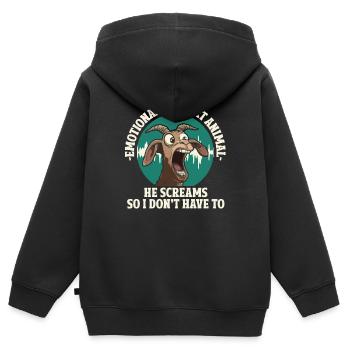 Emotional Support Animal Geiß Schreien - Kinder Premium Organic Zip Hoodie - Schwarz - Hinten - AI Model Kid Male (0cm)