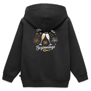 Cheers to New Beginnings – Festliches Silvester - Kinder Premium Organic Zip Hoodie - Schwarz - Hinten - AI Model Kid Male (0cm)