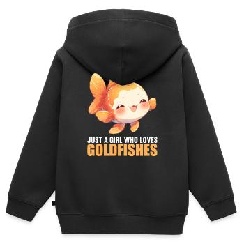 Goldfische Goldfisch - Kinder Premium Organic Zip Hoodie - Schwarz - Hinten - AI Model Kid Male (0cm)